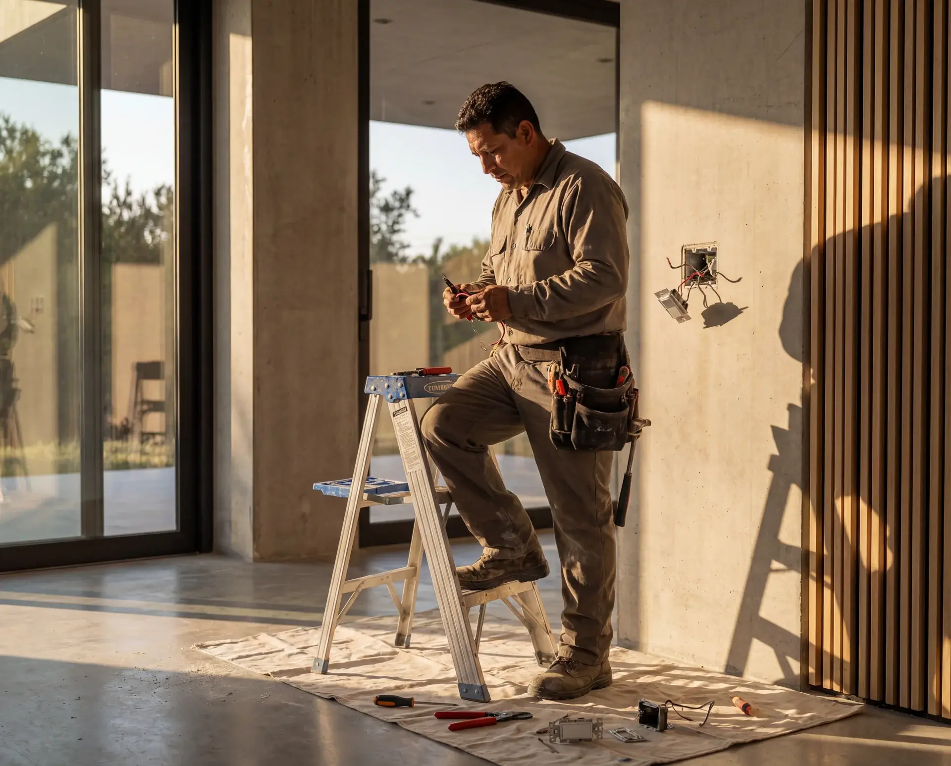 Electrician at a residential project